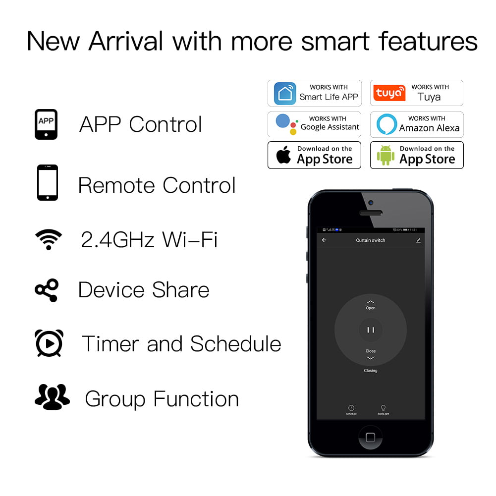 WiFi Curtain Light SwitchWireless RF433 Smart Curtain Motor Switch – MOES